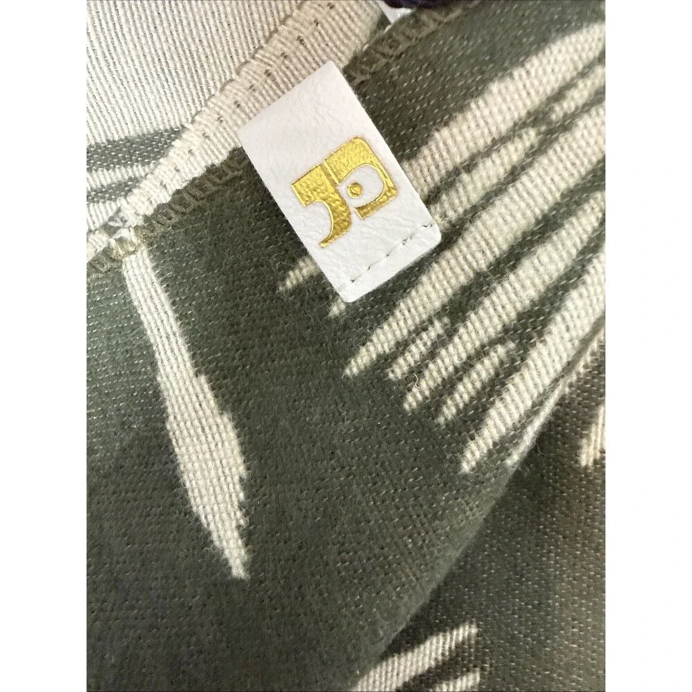 JOE’S Olive Green & Tan Art Deco Swan Design Fringe Lightweight Scarf  1 Sz New